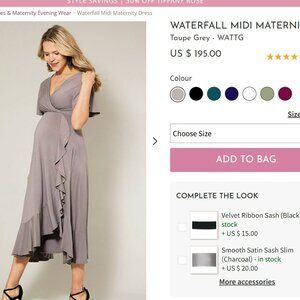 NWT - Tiffany Rose Maternity - Waterfall Midi Dress in Taupe Grey - Size 0